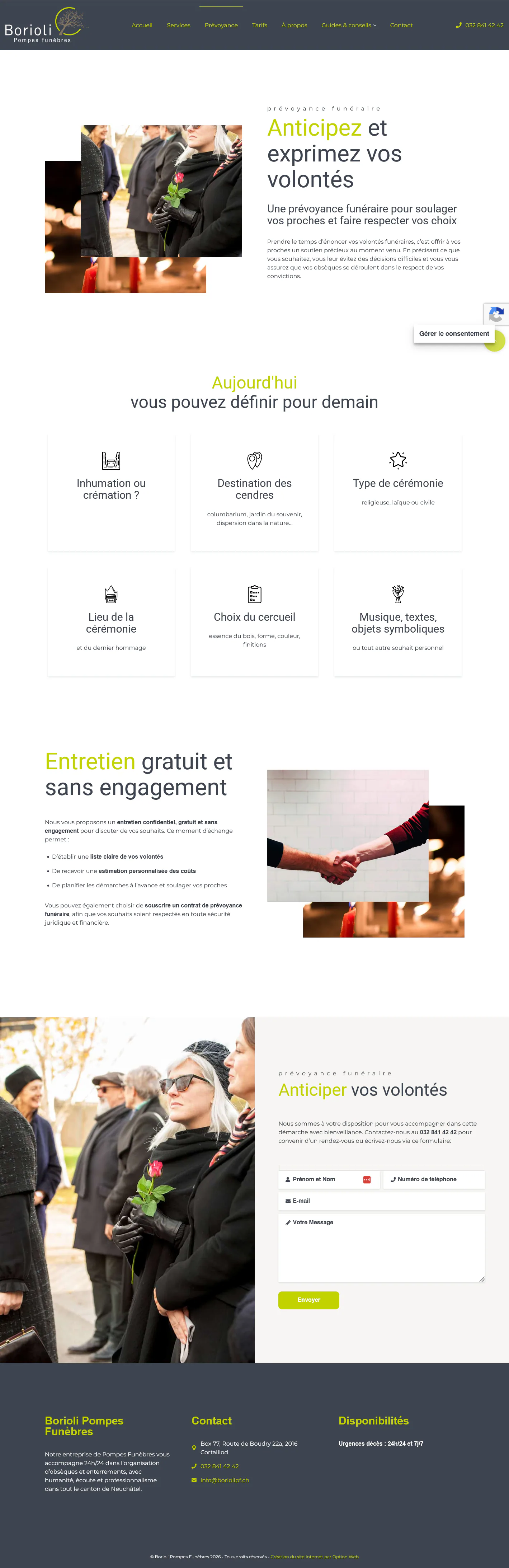 Capture du projet borioli pompes funebres