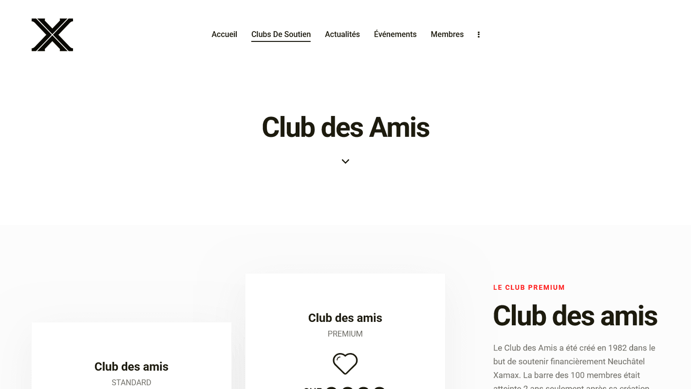 Aperçu du projet Clubs de Soutien de Neuchâtel Xamax