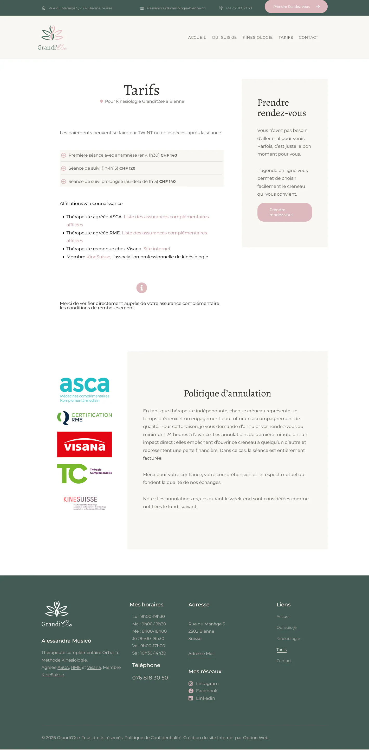 Capture du projet kinesiologie bienne